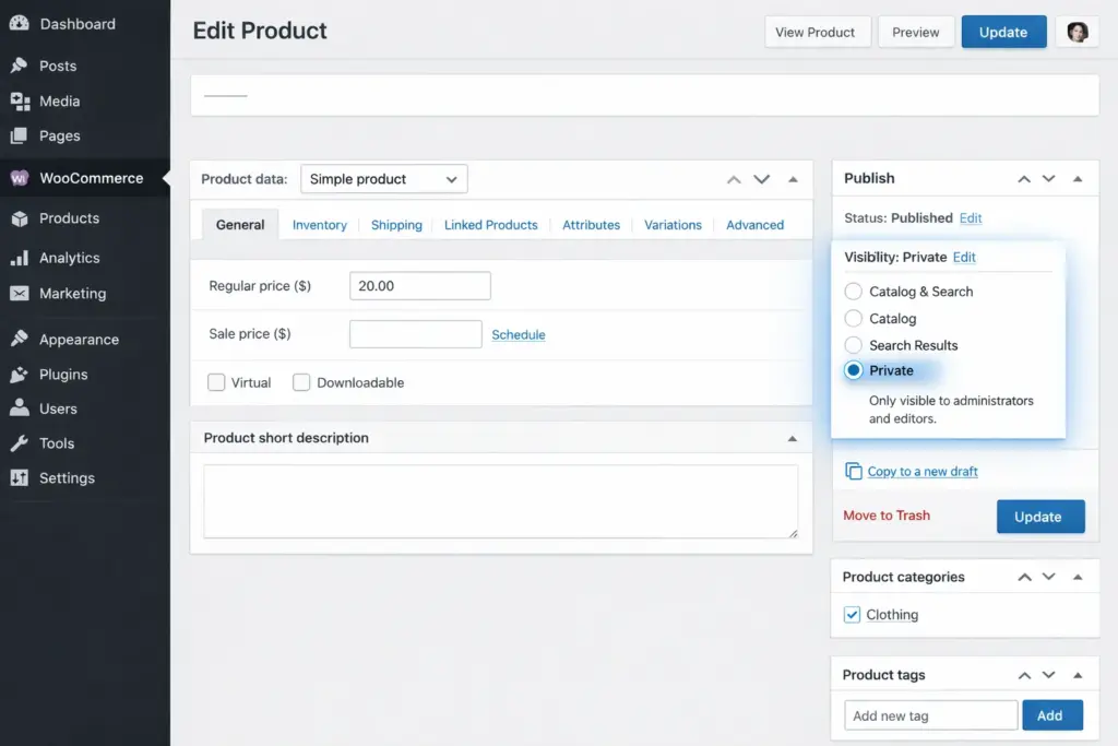 How to Hide Private Products from WooCommerce Store Willoughby Ohio