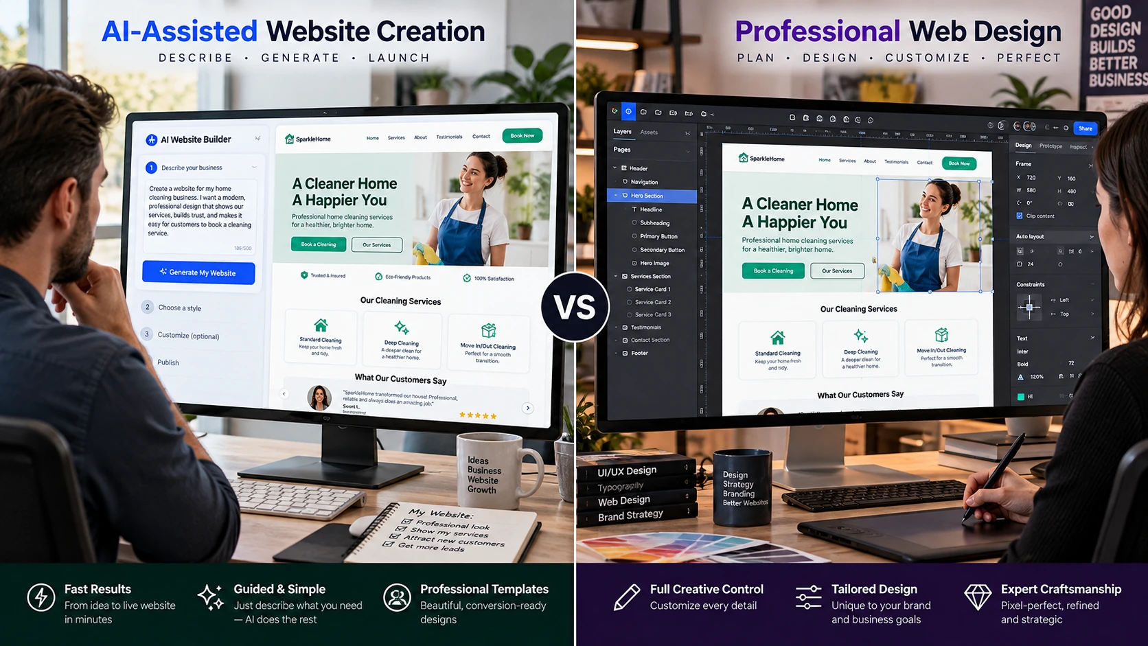 AI Website Builder vs Professional Designer