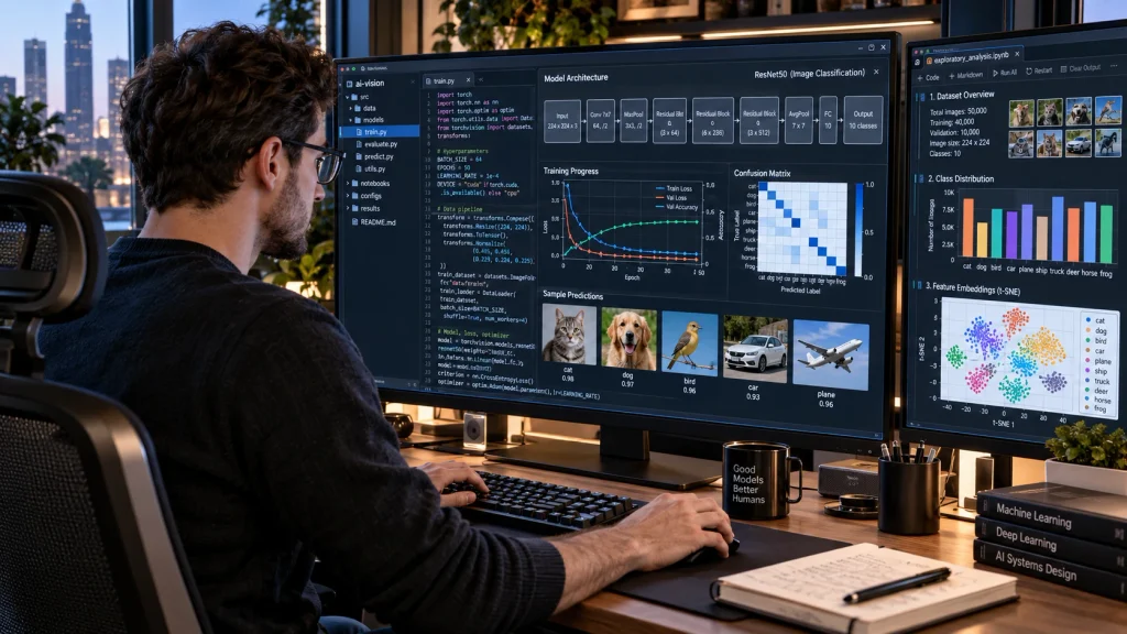 AI Workstation Overlooking the City