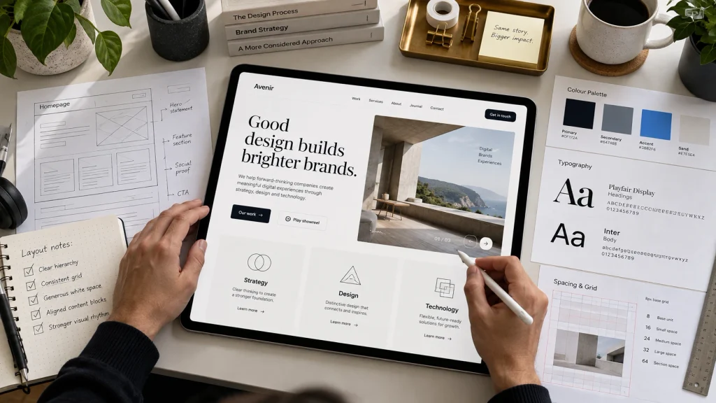 Avenir Website Design Workspace