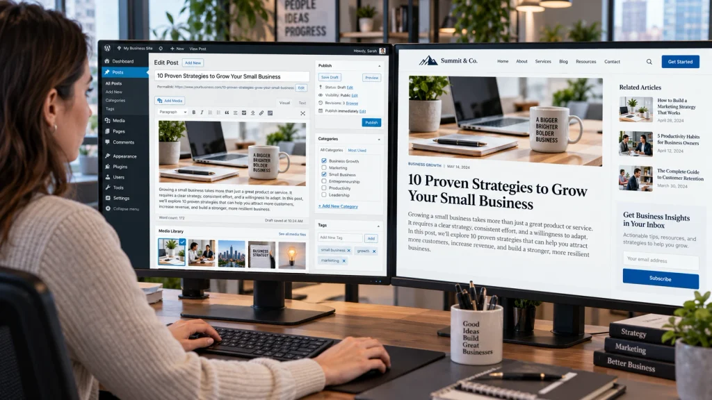 Content Creator Editing Business Blog