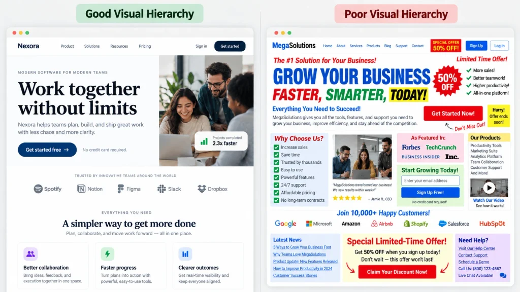 Good vs Poor Visual Hierarchy