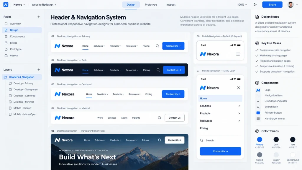 Nexora Header Navigation System