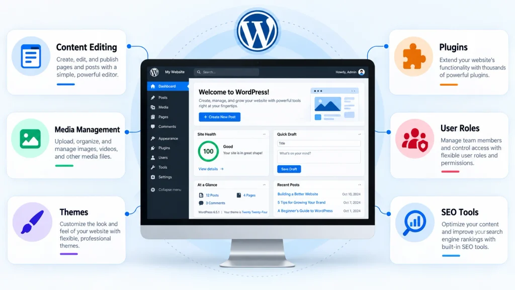 WordPress Features Overview Infographic