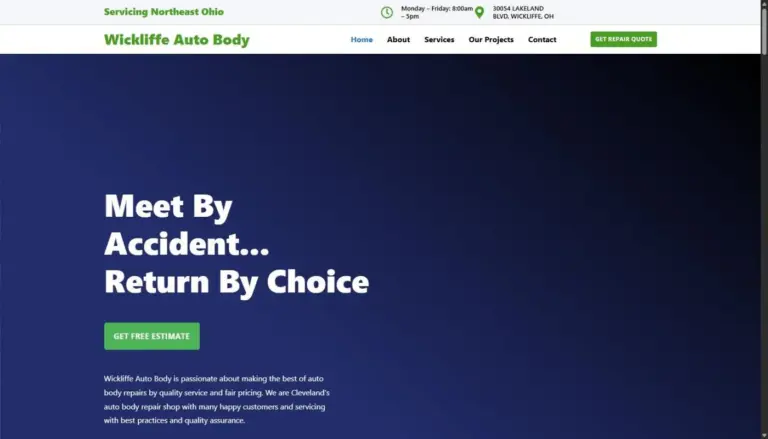 auto body seo case study wickliffe auto body site