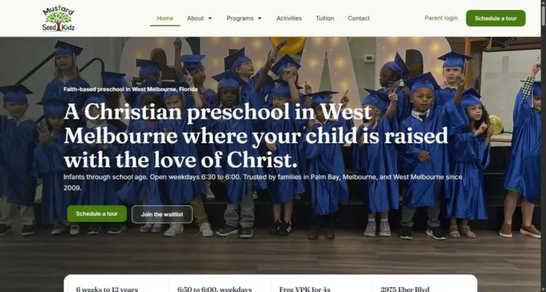 daycare website design case study mustard seed kidz site