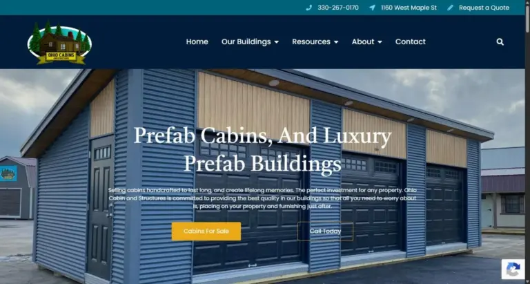 home builder website design case study ohio cabins homepage