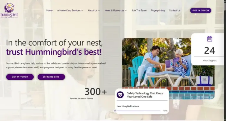 home care seo case study hummingbird care services site