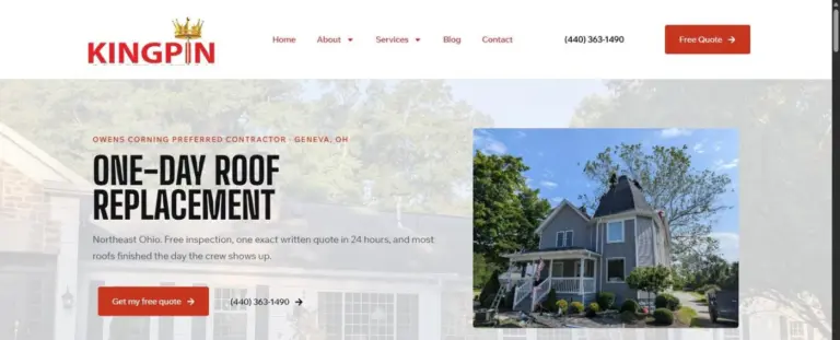 roofing website design case study kingpin site